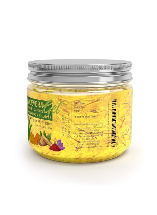 Naturalis Essence of Nature Aloe Vera Gel for Acne, Scars, Glowing & Radiant Skin Treatment (Haldi Chandan Kesar) 300 ml - Image 2